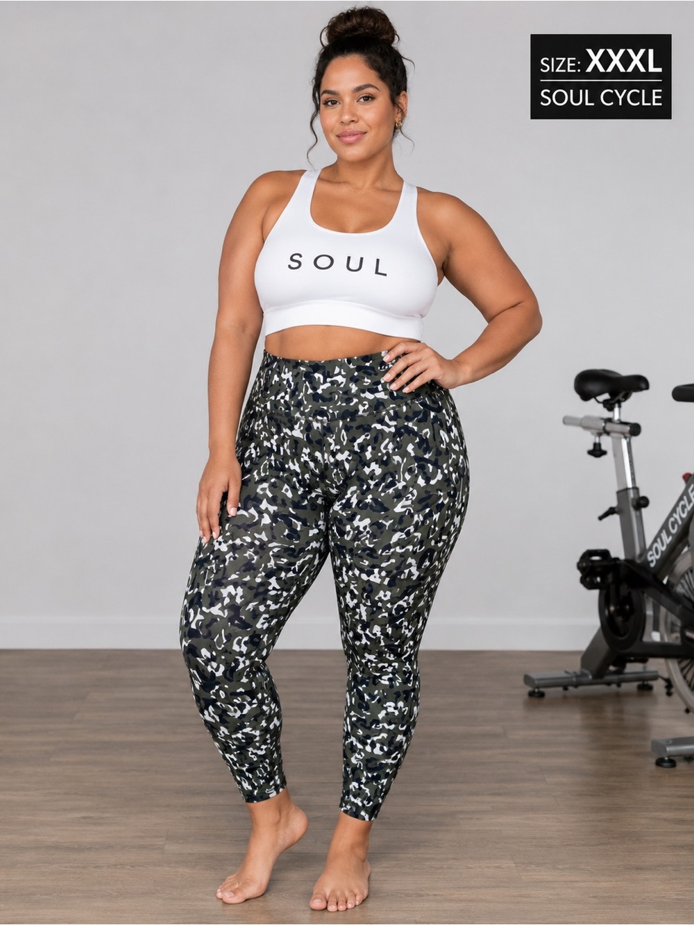 soulcycle Plus-Size Camo Leggings - Black/Gray/White